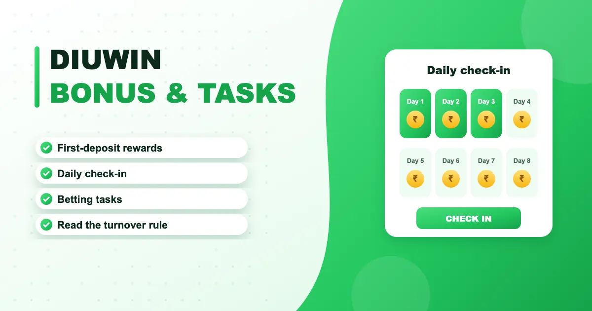 DiuWin Bonus & Tasks banner